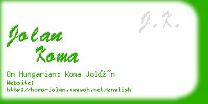 jolan koma business card